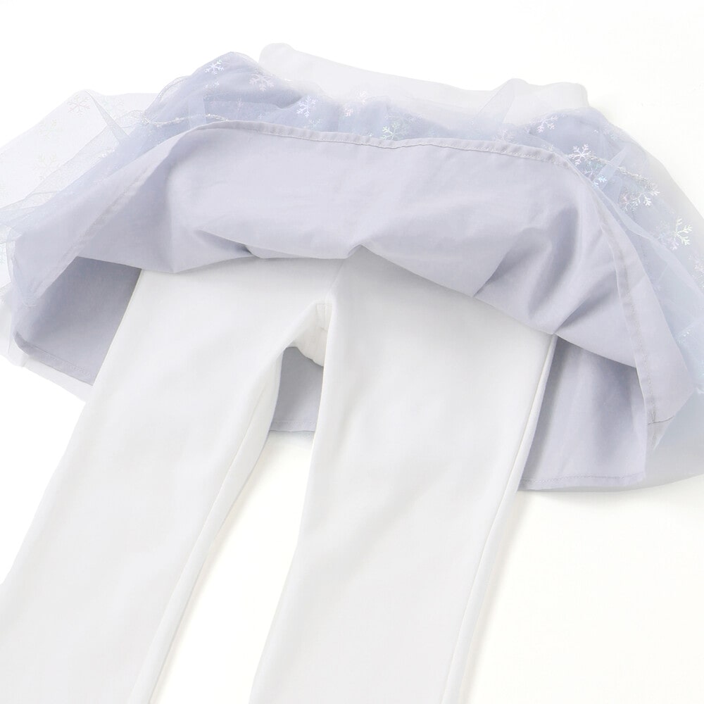 ふわふわドット雪柄チュールセミフレアスカッツ(80~120cm) ブルー 80cm