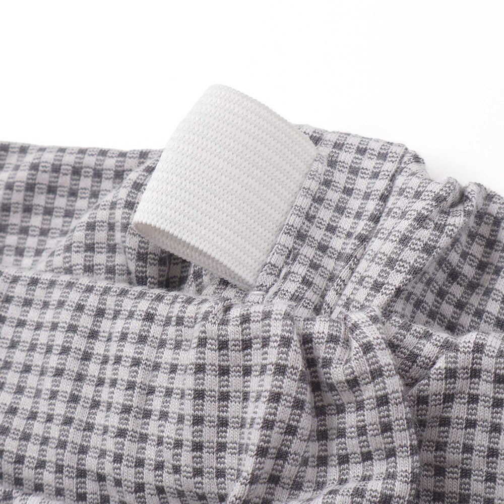 裾フリル7分丈デニムニットチェックレギンス(80~120cm) レッド系 80cm