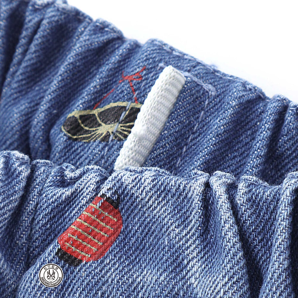 【歌舞伎コラボ】総柄7分丈デニムパンツ(80~130cm) ブルー系 80cm