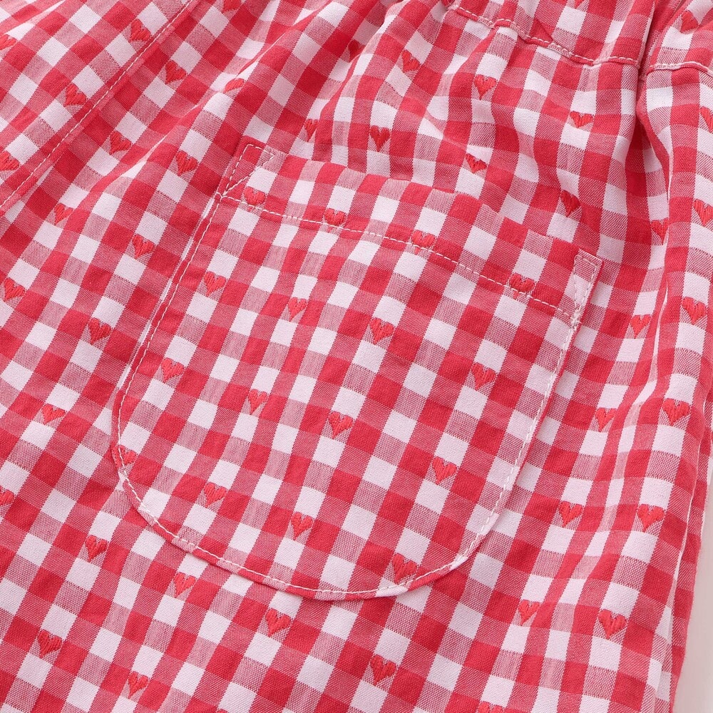 【お揃い】チェックプリーツスカパン(90~130cm) レッド系 90cm