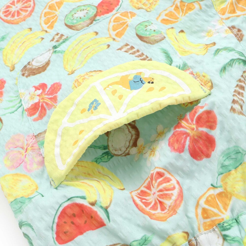 【お揃い】トロピカル総柄ショートパンツ(80~130cm) ブルー系 80cm