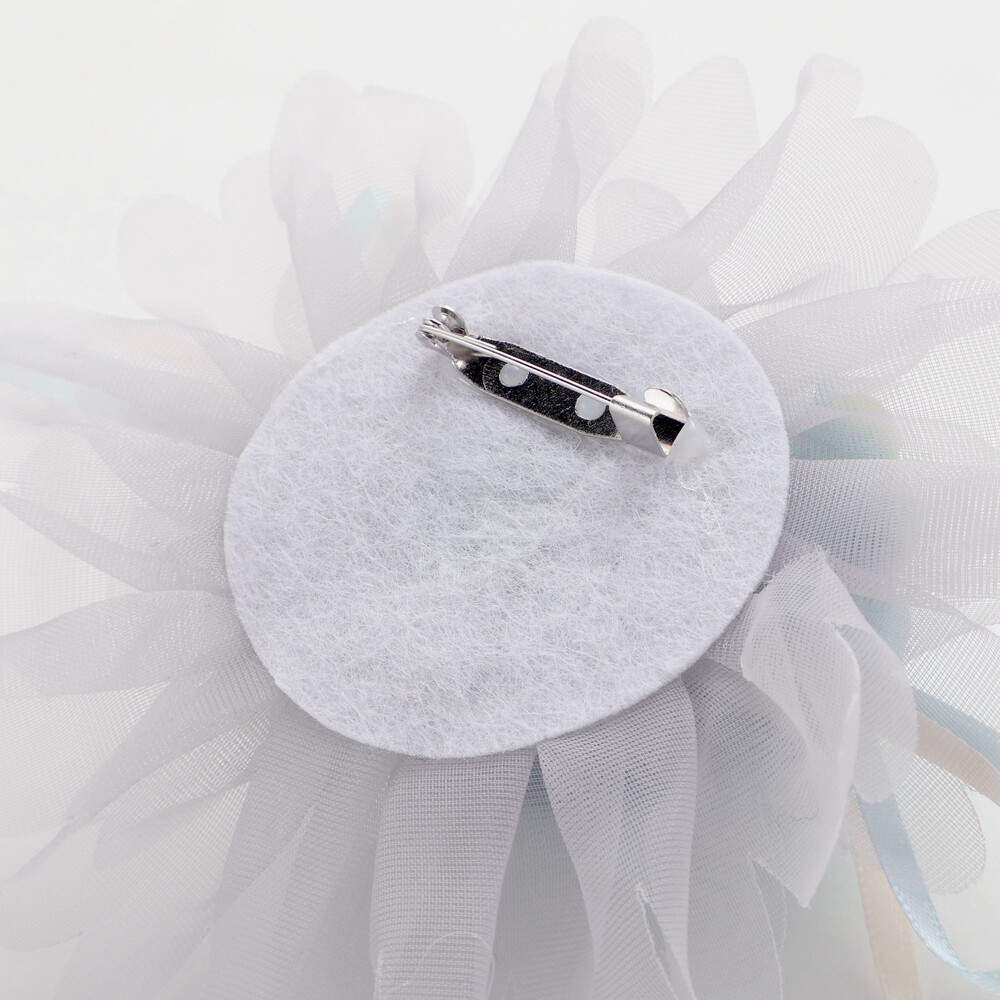 フラワーチュールリボンコサージュ ブルー ワンサイズ