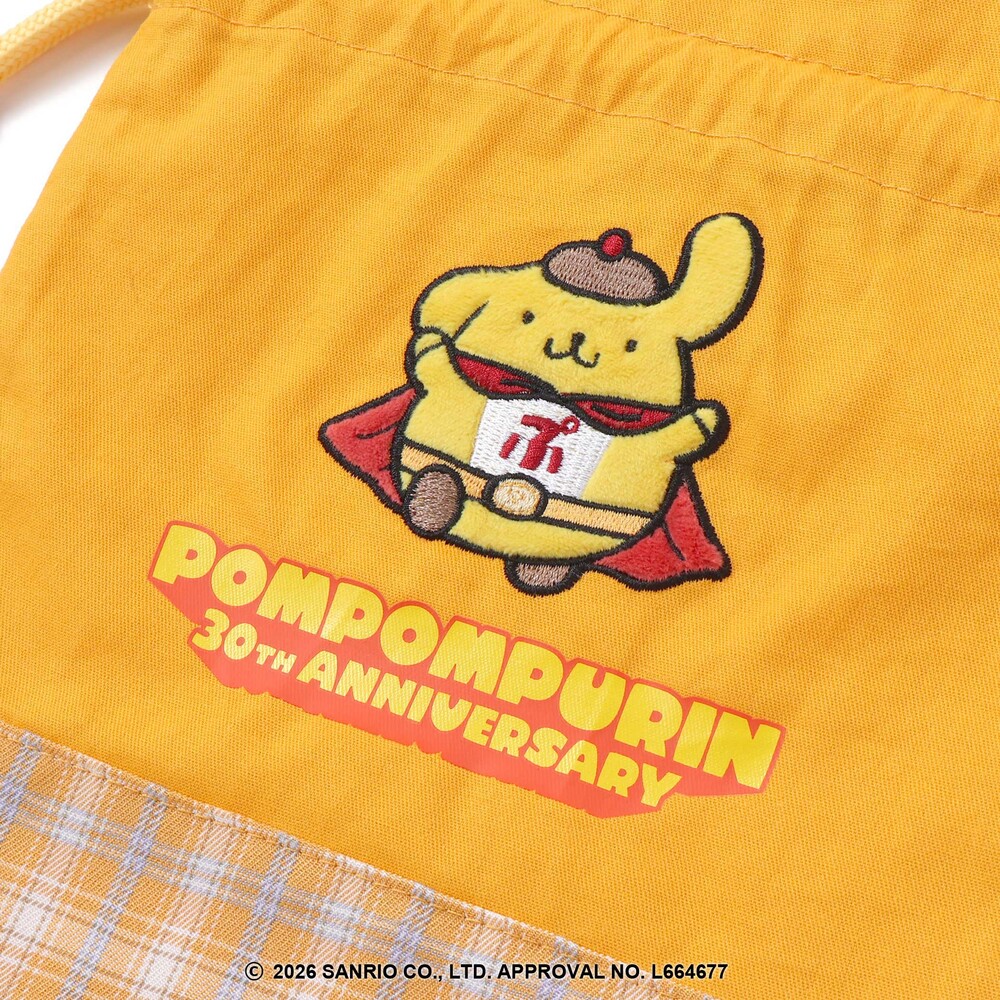 【シナモロール/ポムポムプリン×SLAPSLIP】フロントプリントフリルチェック巾着 ブルー ワンサイズ