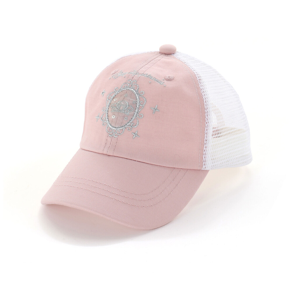 キラキラパッチ刺しゅうリボンメッシュキャップ(52~54cm) オフホワイト S(52cm)