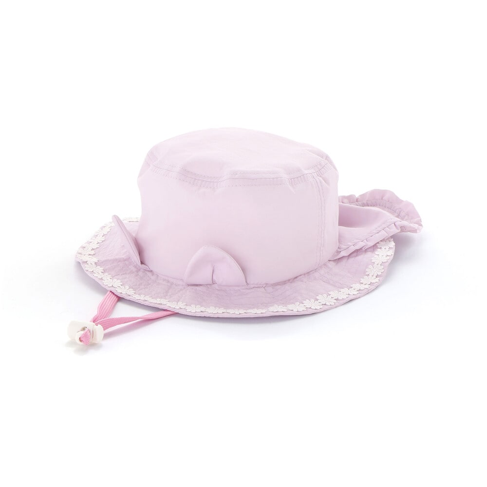 ウサギxネコ耳付きサファリハット(50~54cm) ピンク 52cm