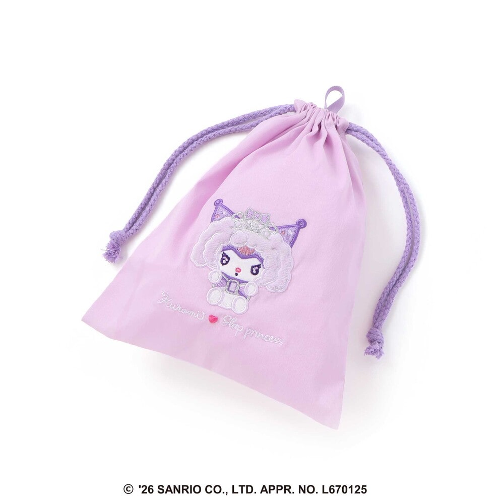 【サンリオキャラクターズxSLAPSLIP】モチーフパッチ刺しゅう巾着 ピンク ワンサイズ