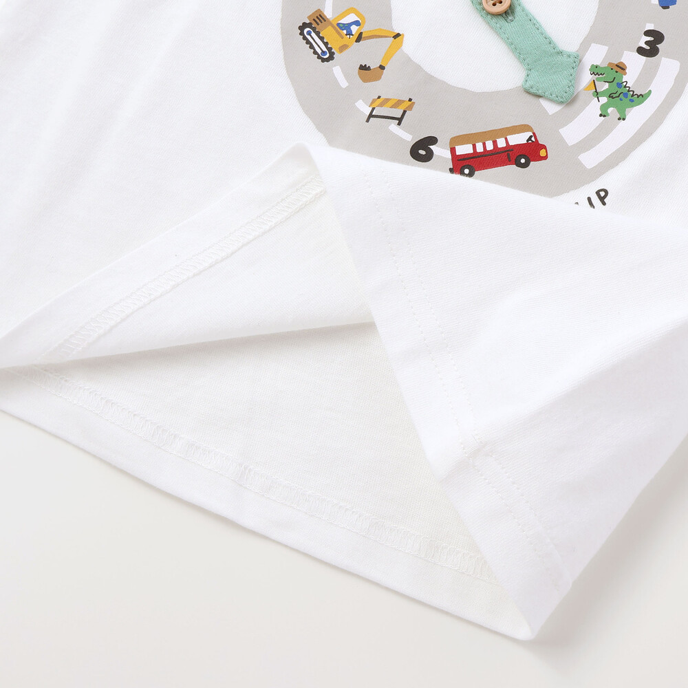 はたらくくるま&昆虫時計天竺半袖Tシャツ(80~130cm) グリーン 80cm