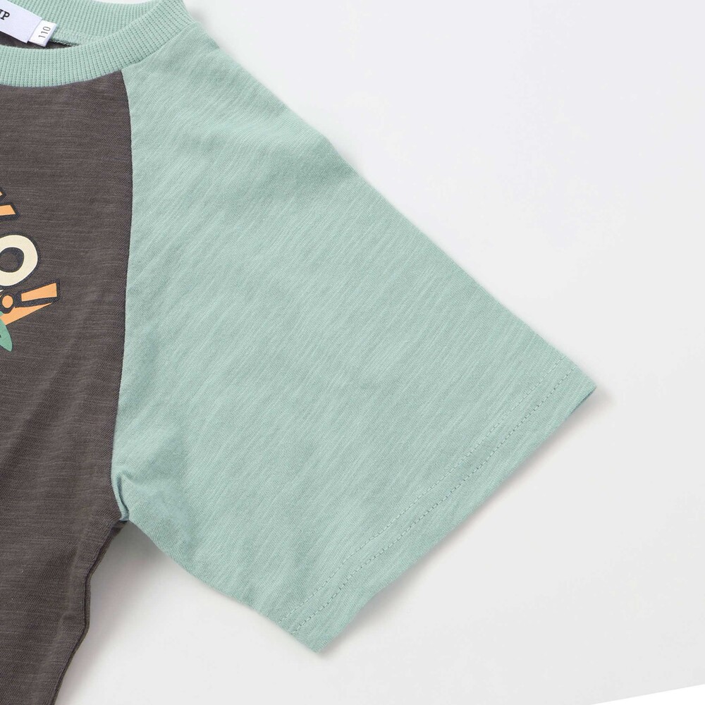 はらぺこ恐竜ラグラン半袖Tシャツ(80~130cm) ホワイト 80cm