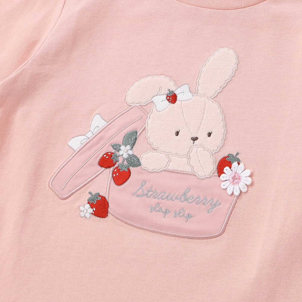 裾スカラップウサギクマネコモチーフ長袖Tシャツ(80~130cm) ブラック系 80cm