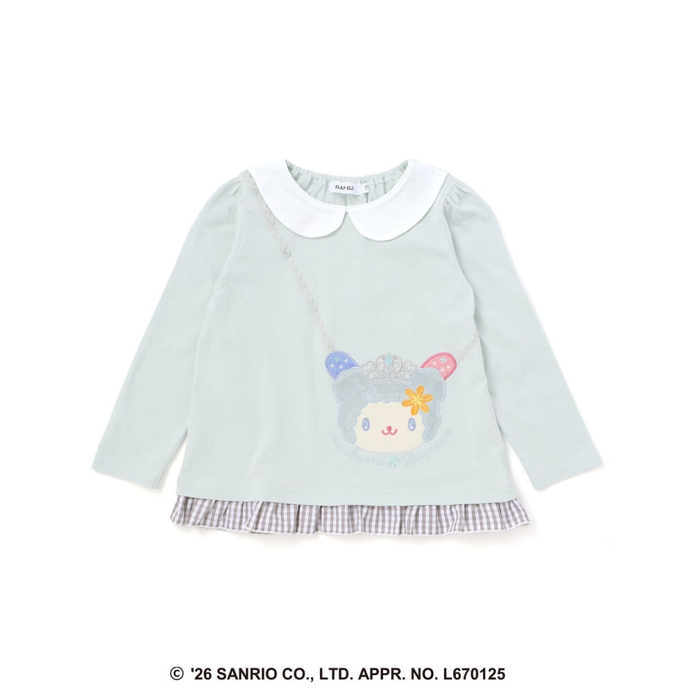 【サンリオキャラクターズxSLAPSLIP】襟付き裾フリル長袖Tシャツ(80~130cm) ピンク 80cm