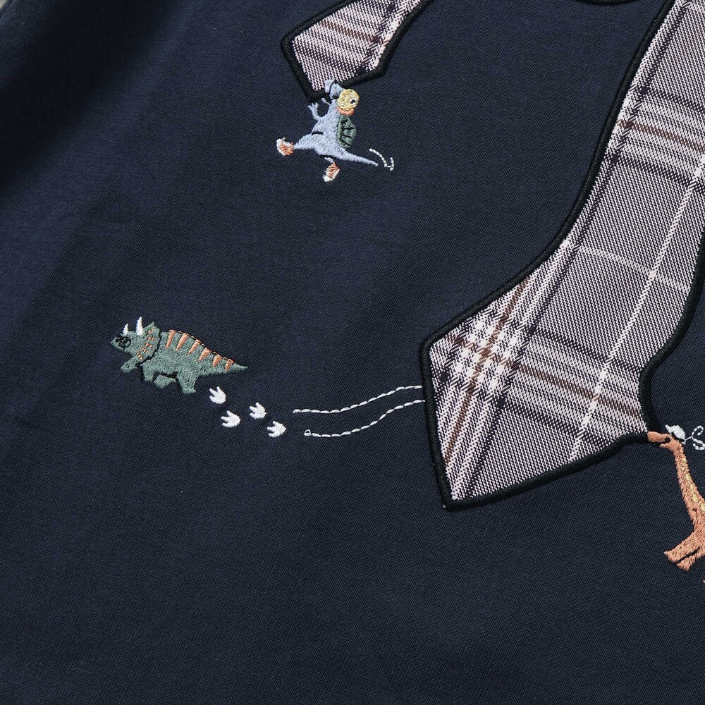ネクタイメガネパッチ袖切り替え長袖Tシャツ(80~130cm) ネイビー 80cm