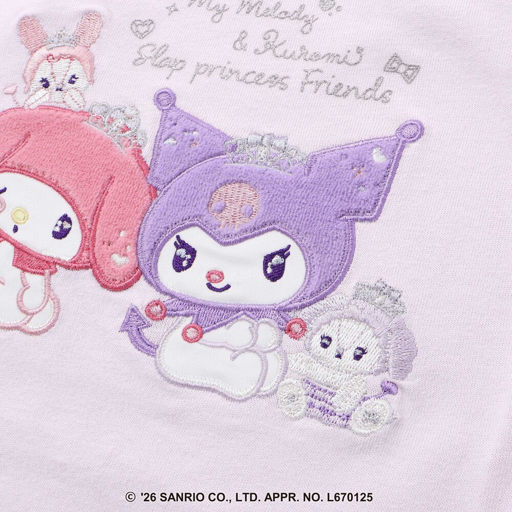 【サンリオキャラクターズxSLAPSLIP】パッチ刺しゅう肩フリル長袖Tシャツ(80~130cm) パープル 80cm
