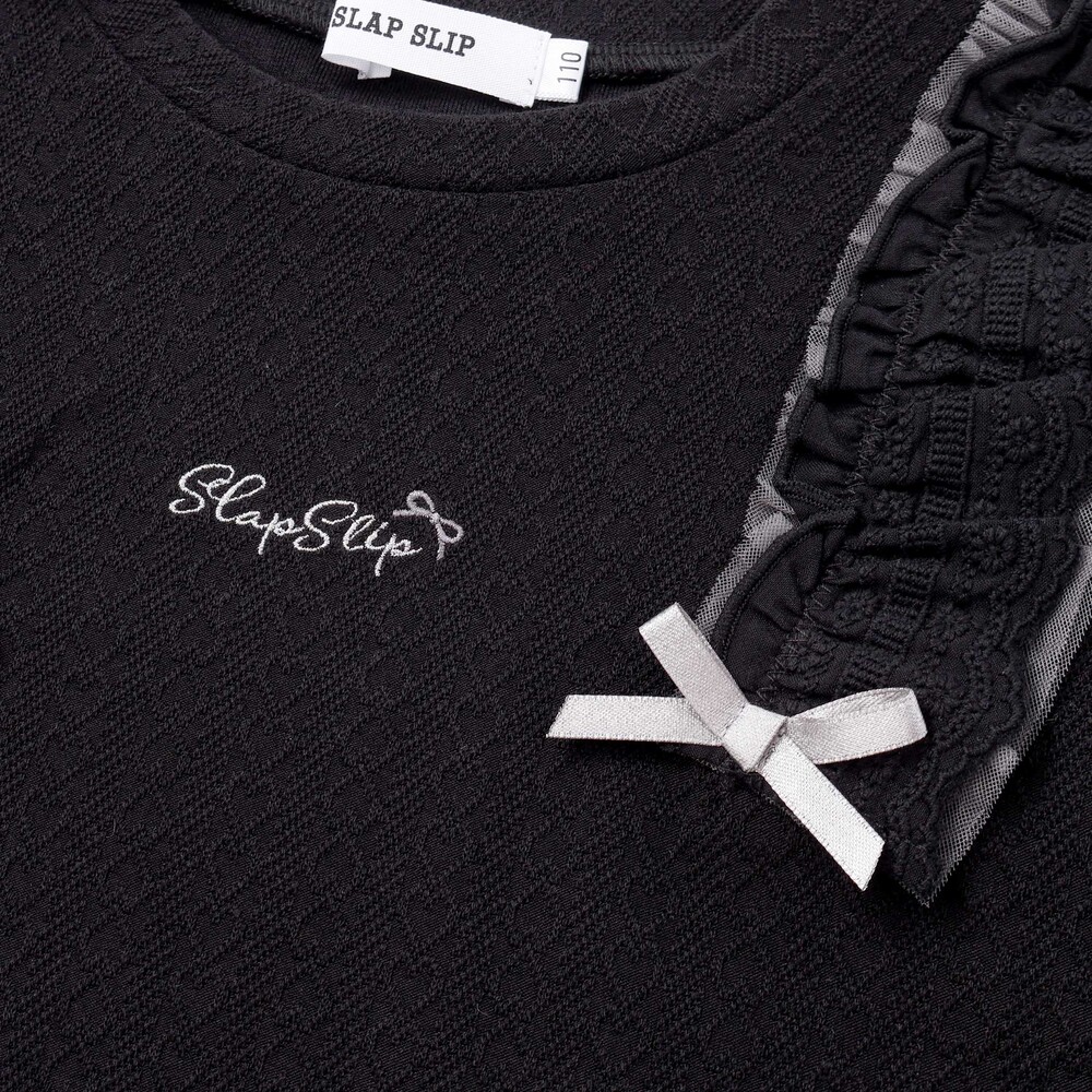 肩フリルハート刺しゅう長袖Tシャツ(80~130cm) ホワイト 80cm