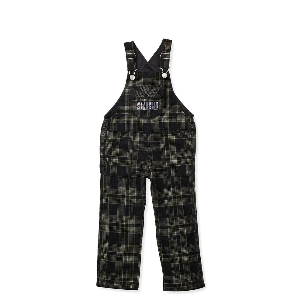 フラップ胸ポケット付きチェックサロペット(80~120cm) オフホワイト系 80cm