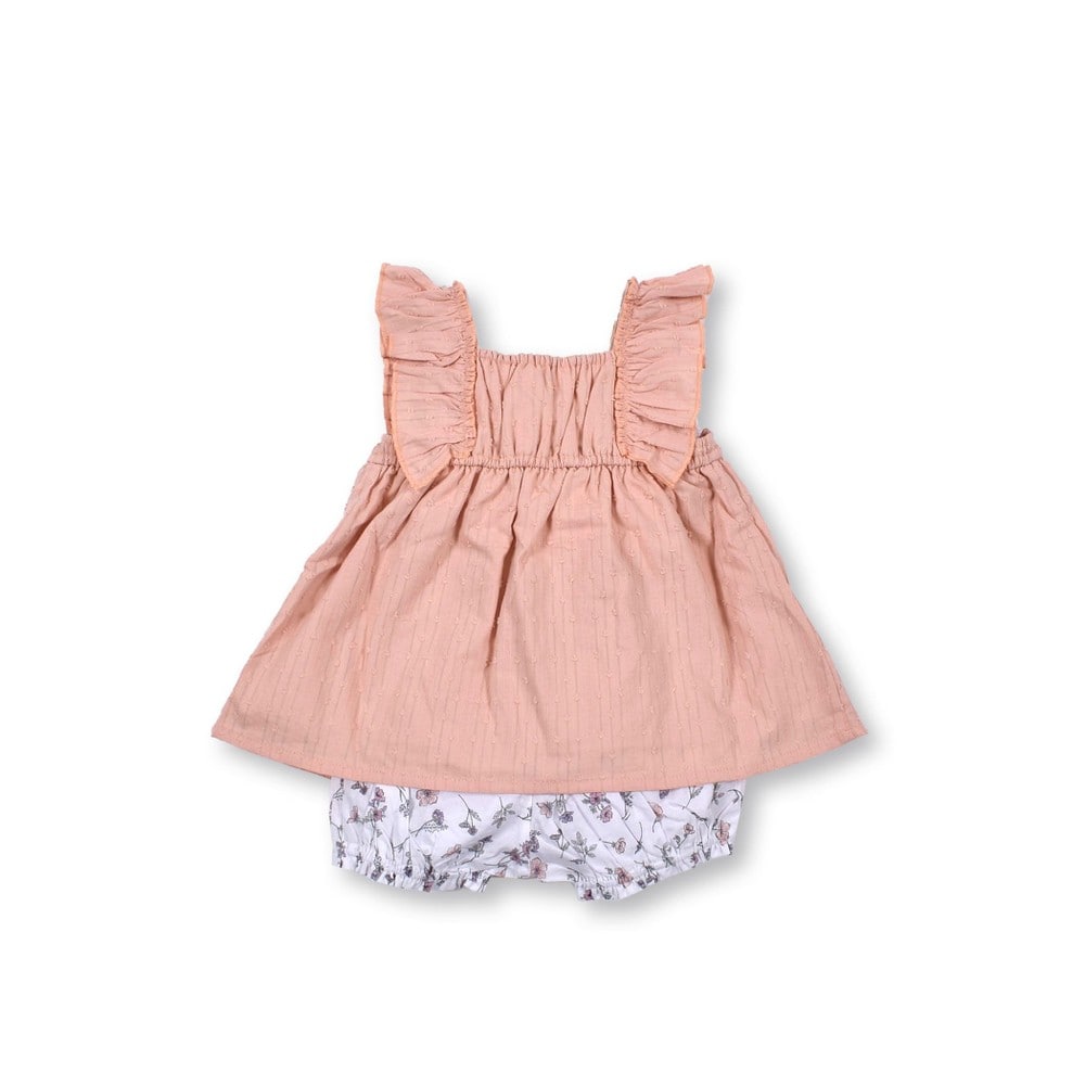 花柄 柄 パンツ 袖口 フリル ノースリーブ セットアップ(ﾜﾝｻｲｽﾞ(70 