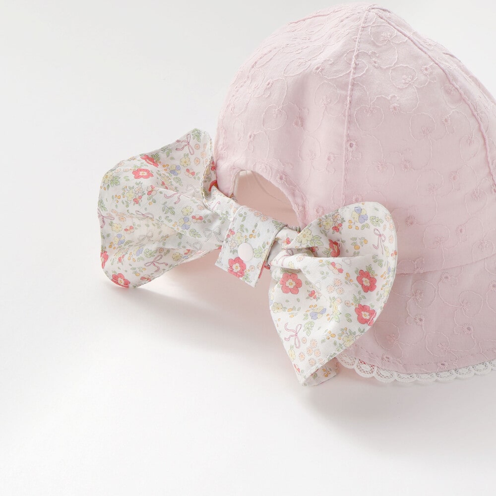 日よけ&レース付き帽子ベビー(46~48cm) ホワイト 46cm