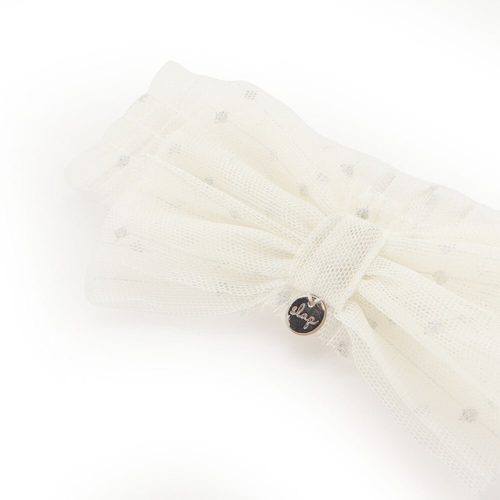 リボンチュールヘアバンドベビー ホワイト ワンサイズ