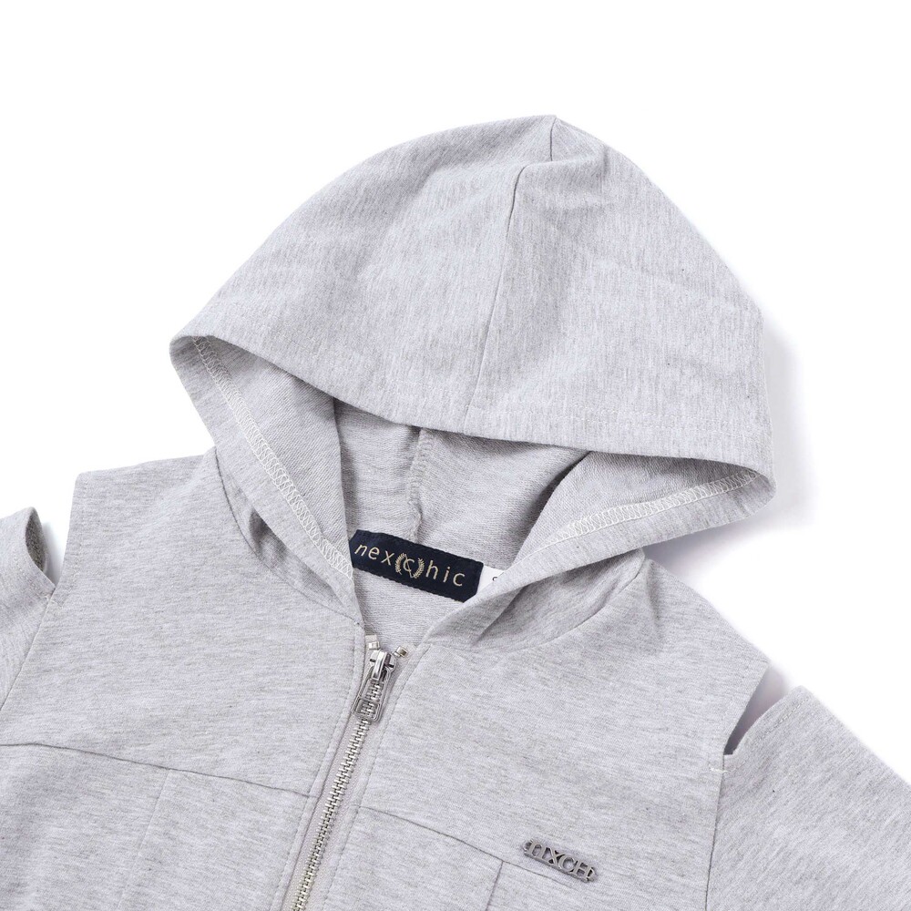 フルジップ肩あきフードワンピース(110~150cm) グリーン 110cm