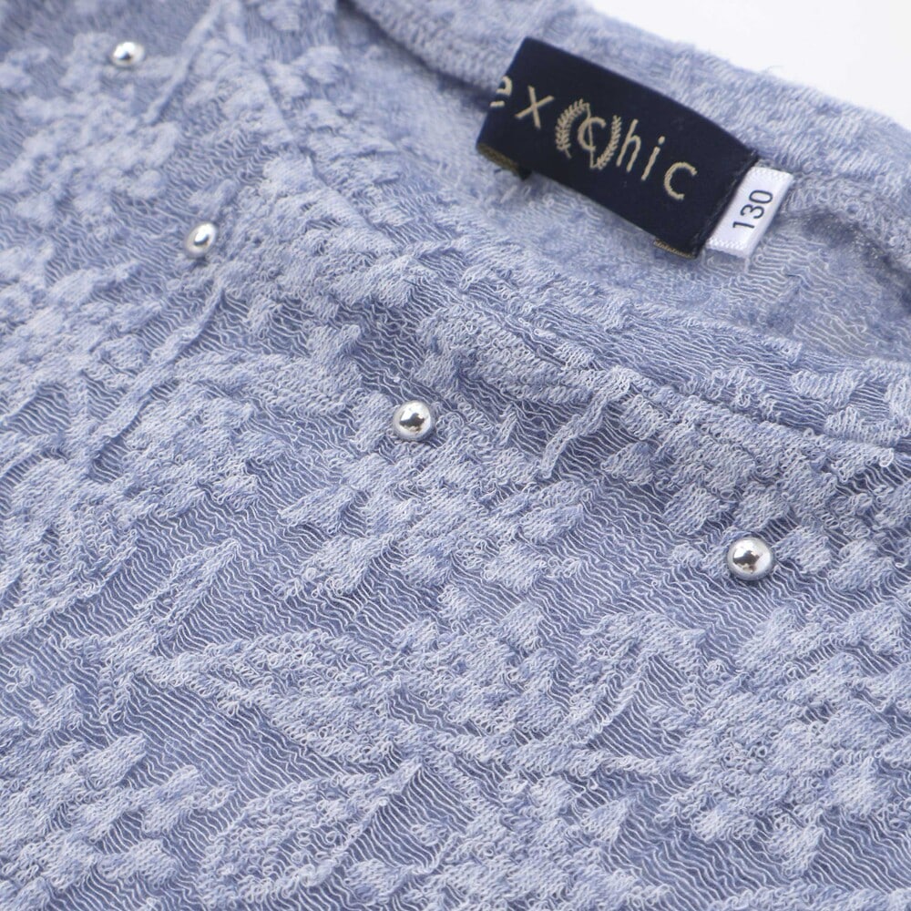 ニットレース長袖Tシャツ+半袖Tシャツセット(110~150cm) ブルー 110cm