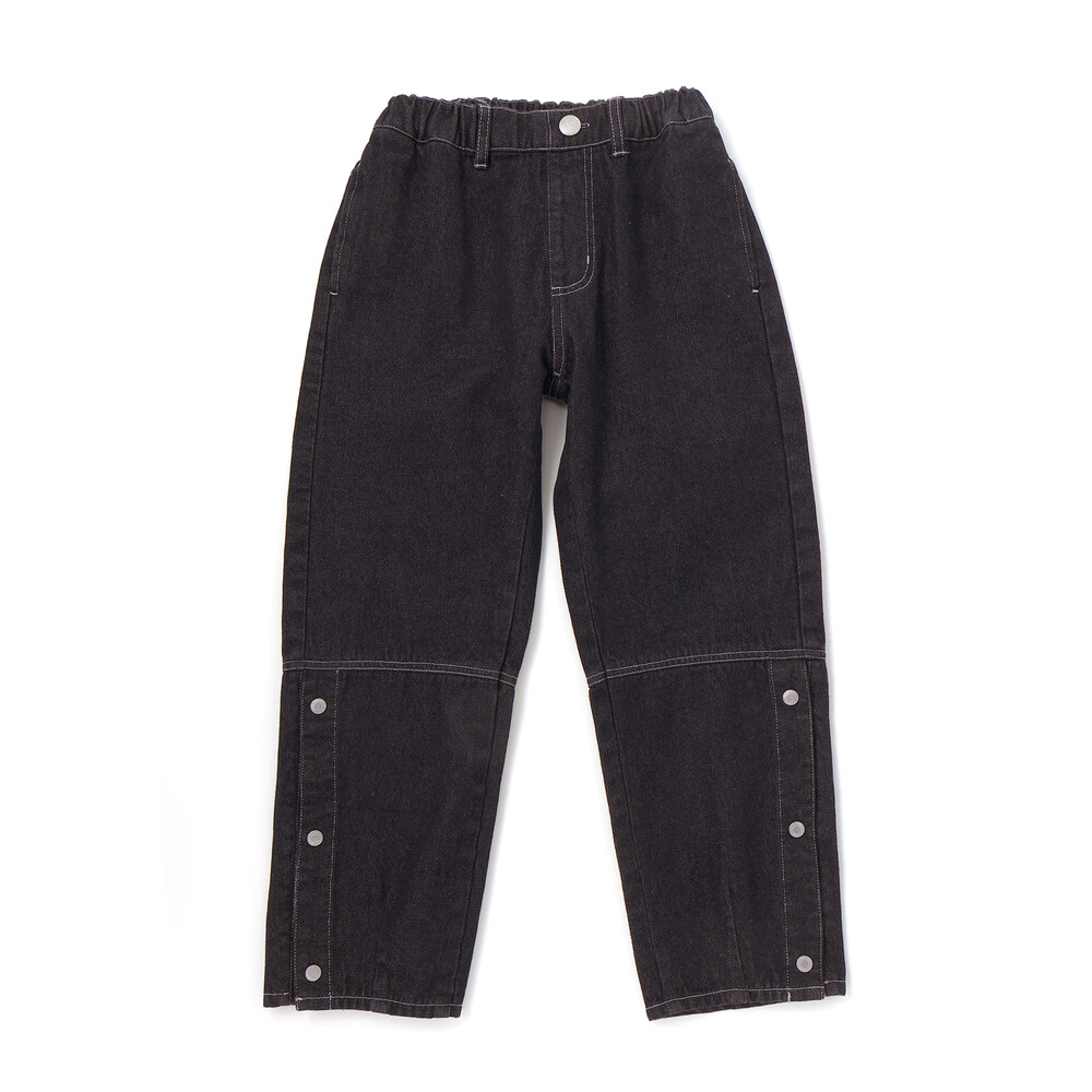 ボタンスリット開きワイドデニムパンツ(110~150cm) ネイビー 110cm