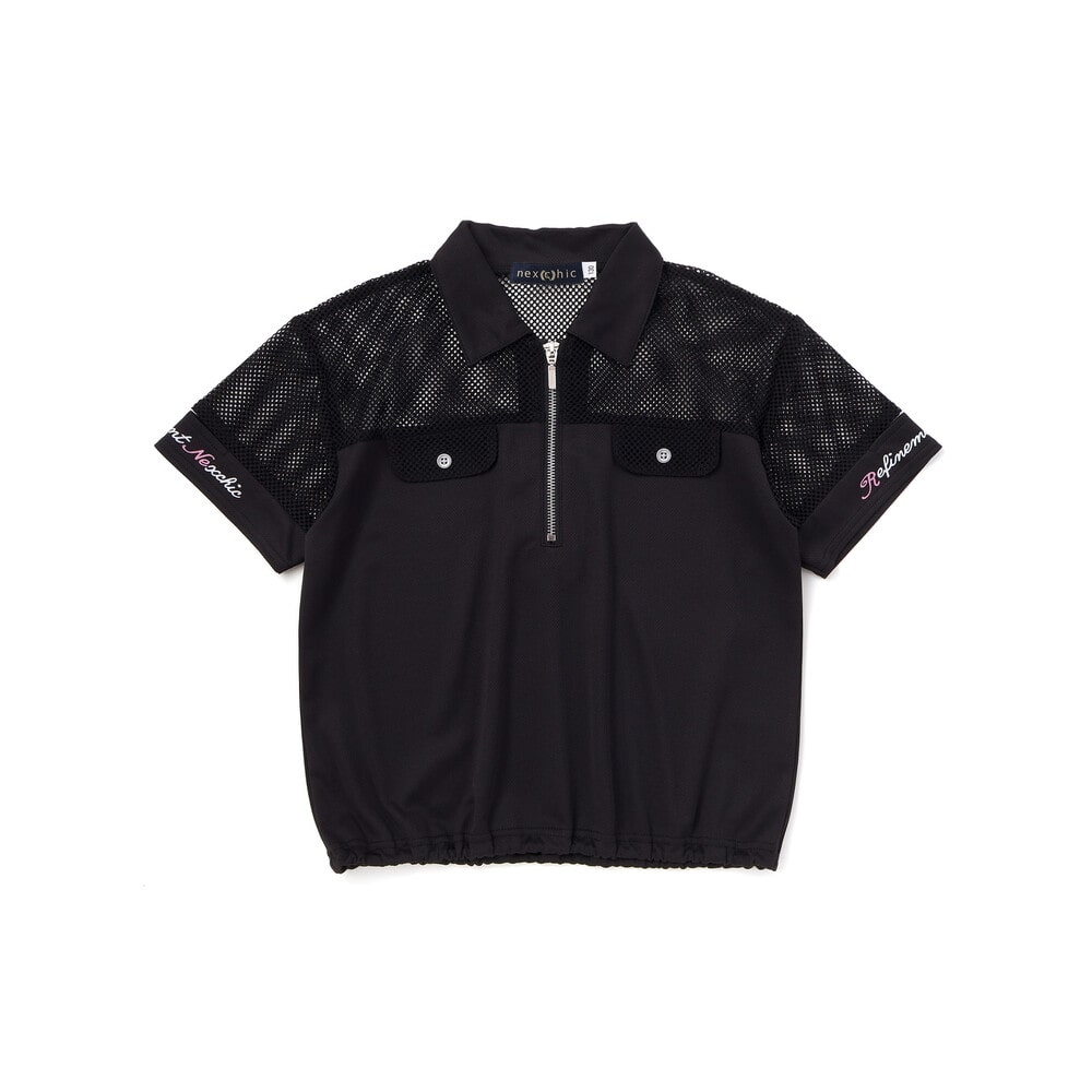切り替えメッシュハーフジップTシャツ(110~150cm) ホワイト 110cm