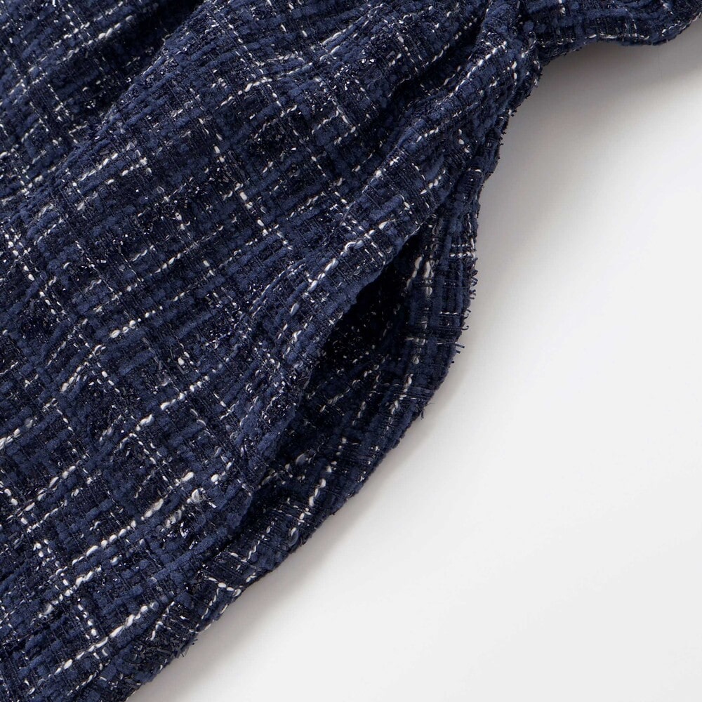 【お揃い】エタンセルラメツイードドッキングワンピース(90~160cm) ネイビー系 90cm