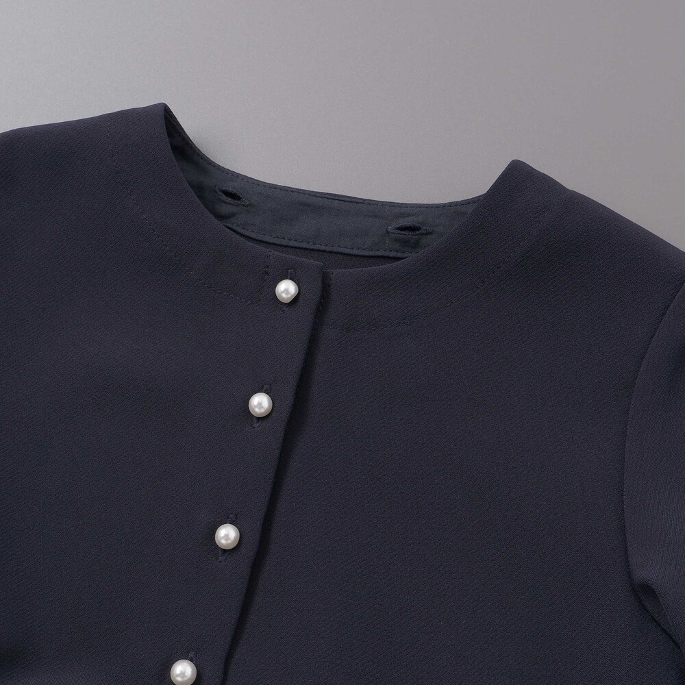 ダブルクロス3way付け襟長袖ギャザーワンピース(110~130cm) ネイビー 110cm