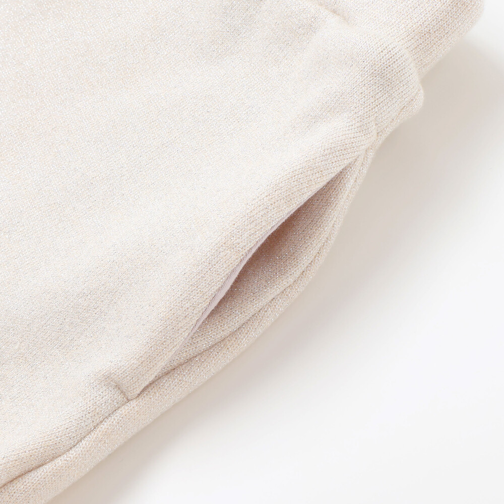 ラメニットフリルトップス+スカート セットアップ(100~140cm) ベージュ 100cm