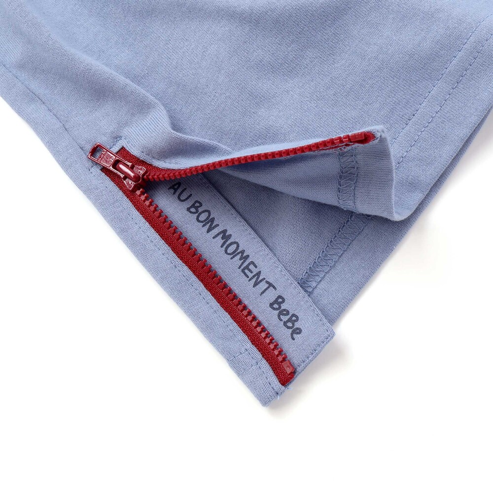 缶バッジ風立体プリント半袖Tシャツ+ロゴ長袖Tシャツ セット(90~160cm) ブルー 90cm