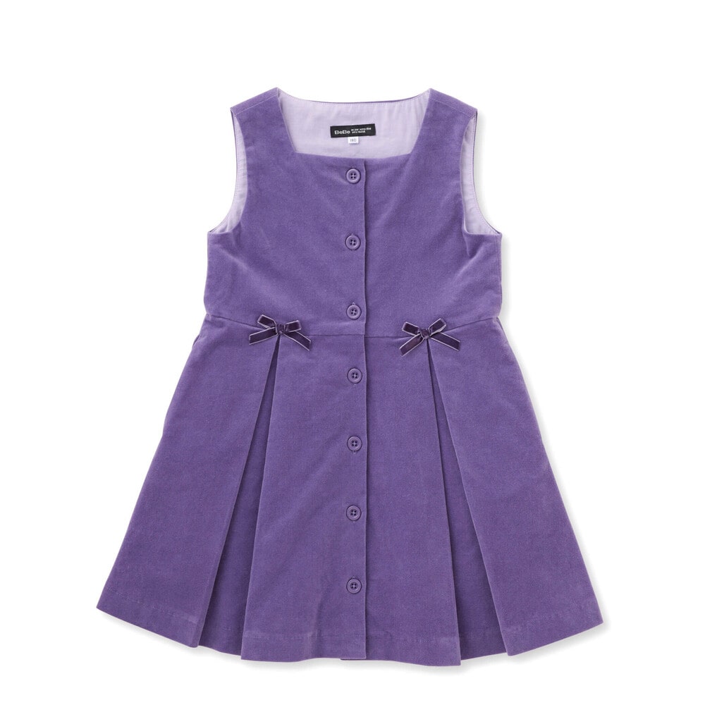 【お揃い】ボックスプリーツモールスキンジャンパースカート(90~150cm) ブラック 90cm