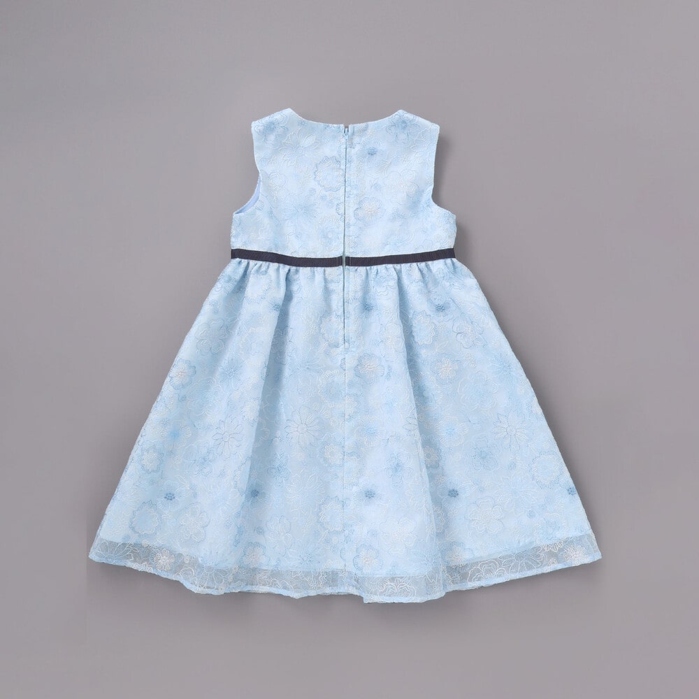 【日本製】オーガンジーフラワー刺しゅうドレス(110~130cm) ベージュ系 110cm