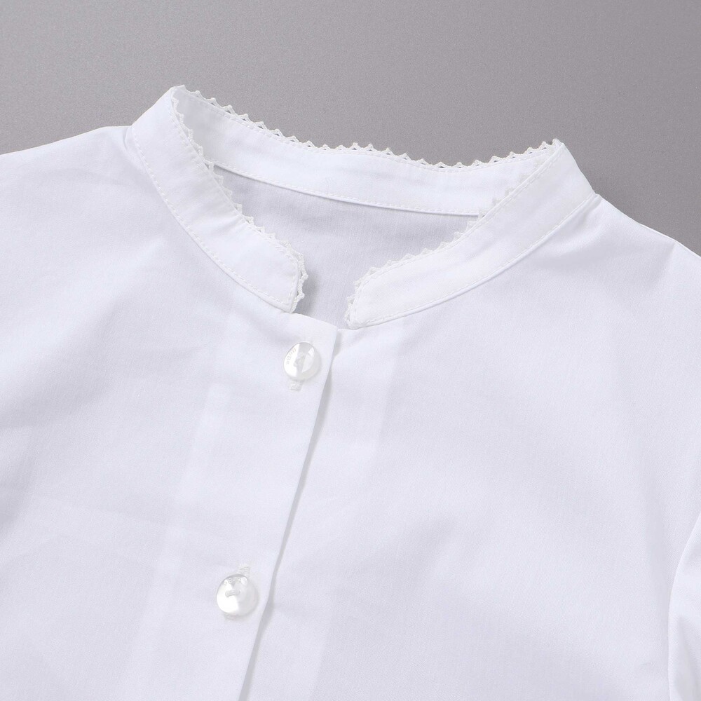 ストレッチウェザー付け襟キャンディスリーブブラウス(90~160cm) ホワイト 90cm