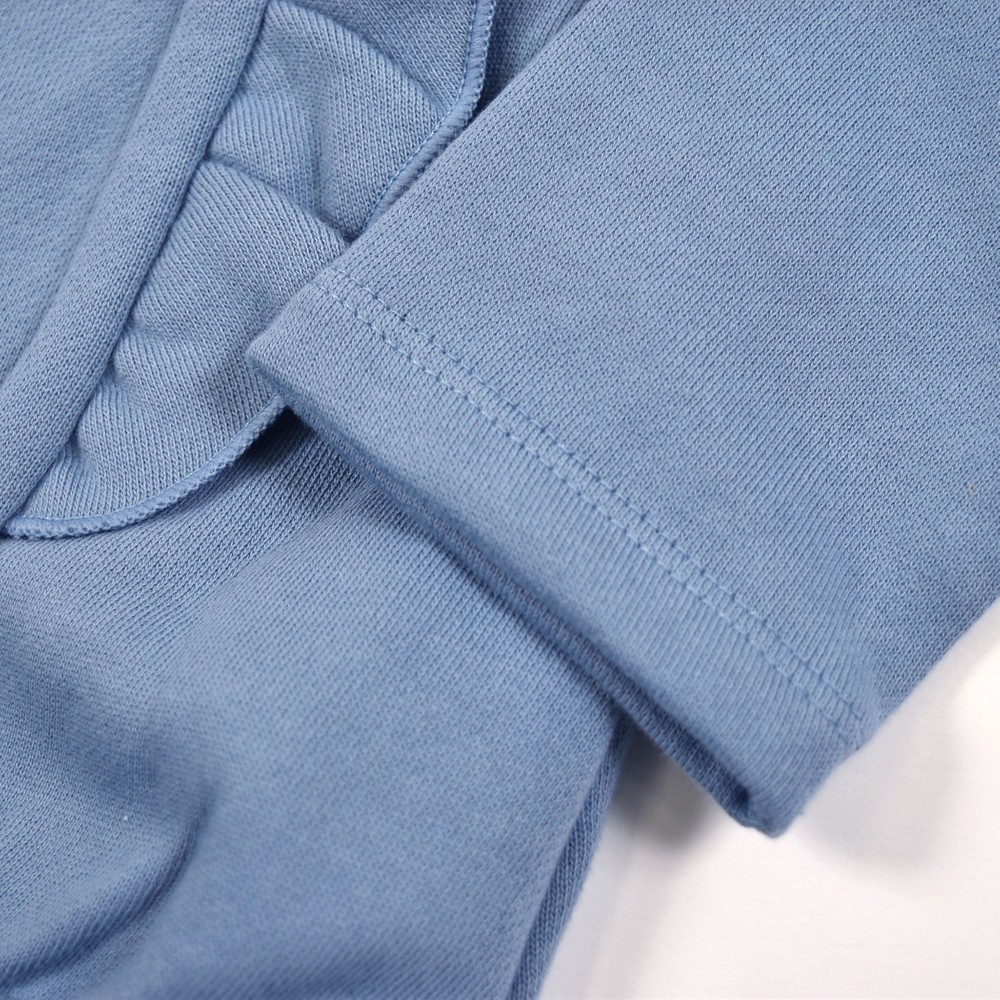 BIG リボン 花柄 刺繍 ウラゲ トレーナー (90cm~150cm) ブルー 120cm