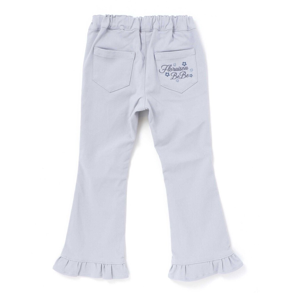 ストレッチツイル裾フリルロングパンツ(90~150cm) ブラック 90cm