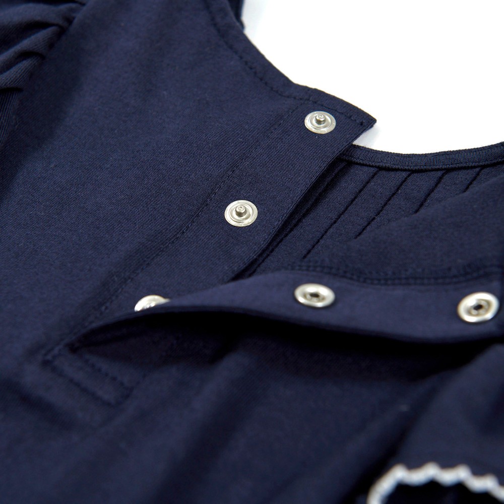 肩 フリル ピーコット 刺繍 A ライン Tシャツ(90~150cm) パープル 140cm