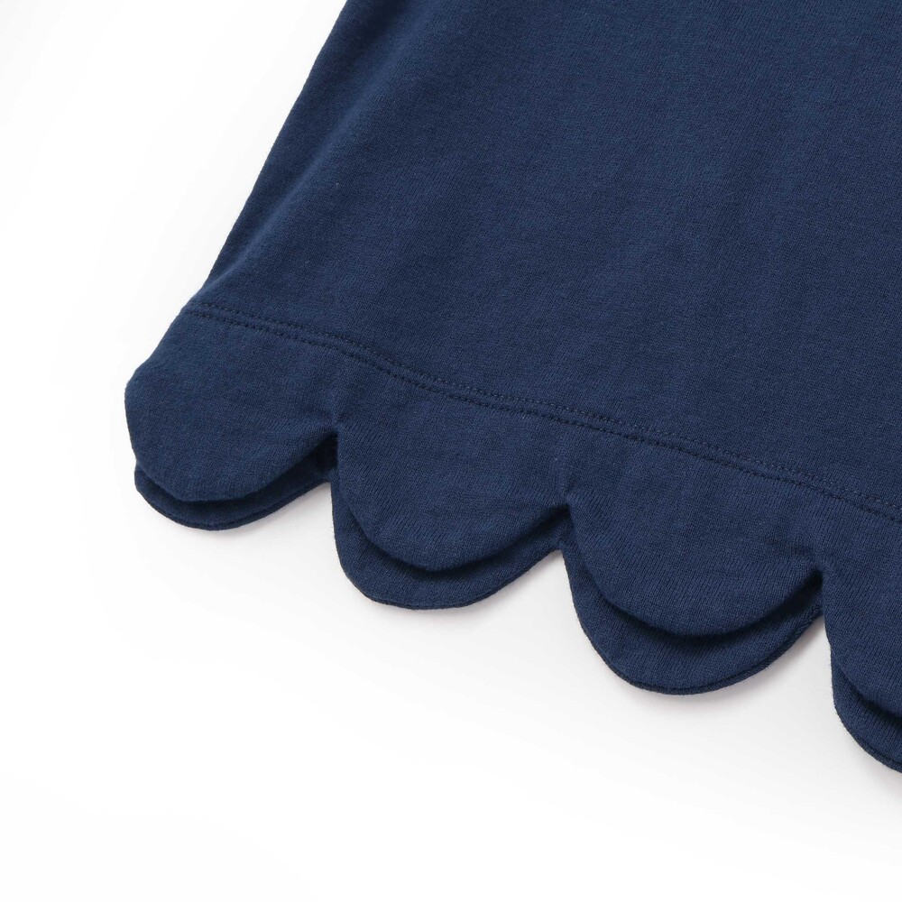 グログランBIGリボンモチーフ裾スカラップ長袖Tシャツ(90~160cm) ネイビー 90cm