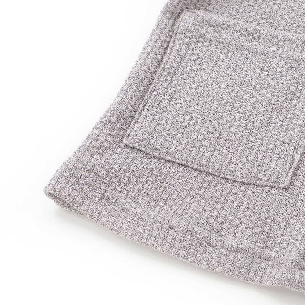 メランジワッフルポンポンフード付き長袖カーディガン(80~100cm) ブルー 80cm