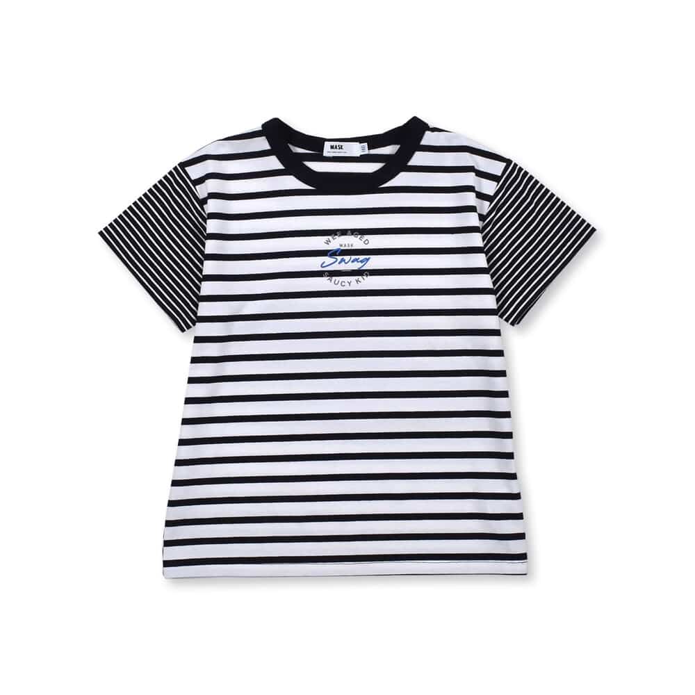 SWAG プリント ボーダー 天竺 Tシャツ (100~160cm) レッド系 100cm