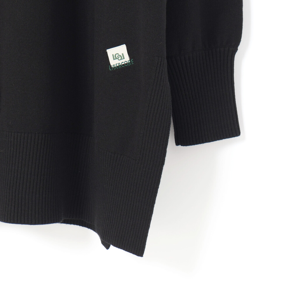 ロゴジャガードタートルネックロングセーター大人親子お揃い(145~175cm) ブラック M(145-160cm)