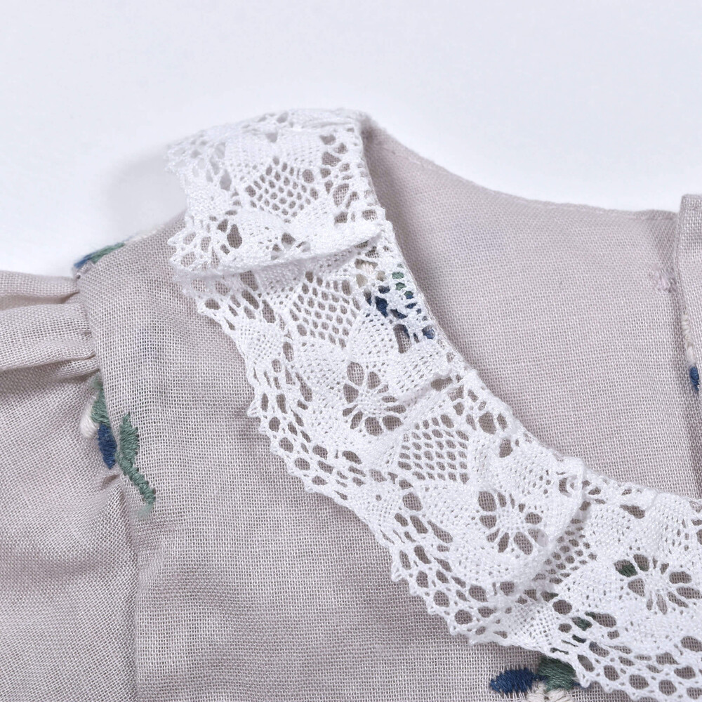 【 お揃い 】 日本製 ボイルガーゼ コットン フラワー 刺繍 ブルマ付き ワンピース ベビー (70~90cm) ピンク系 S(70~80cm)