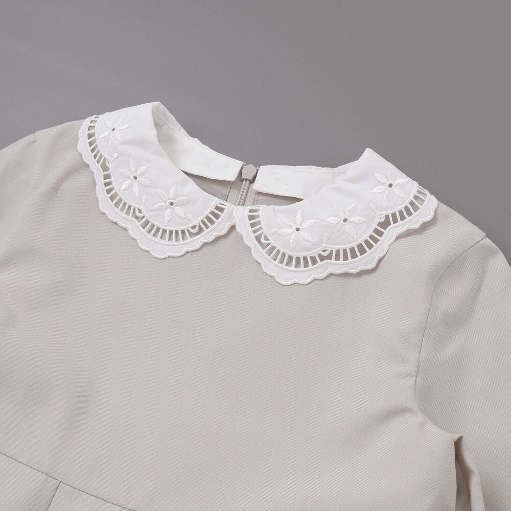 サイロコンパクトツイルレース襟袖ワンピース(110~130cm) ネイビー 110cm