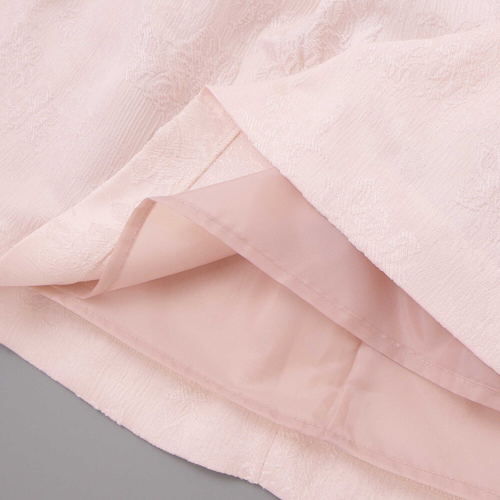 【日本製】ジャガードフラワータック入りジャンパースカート(110~130cm) ピンク系 110cm