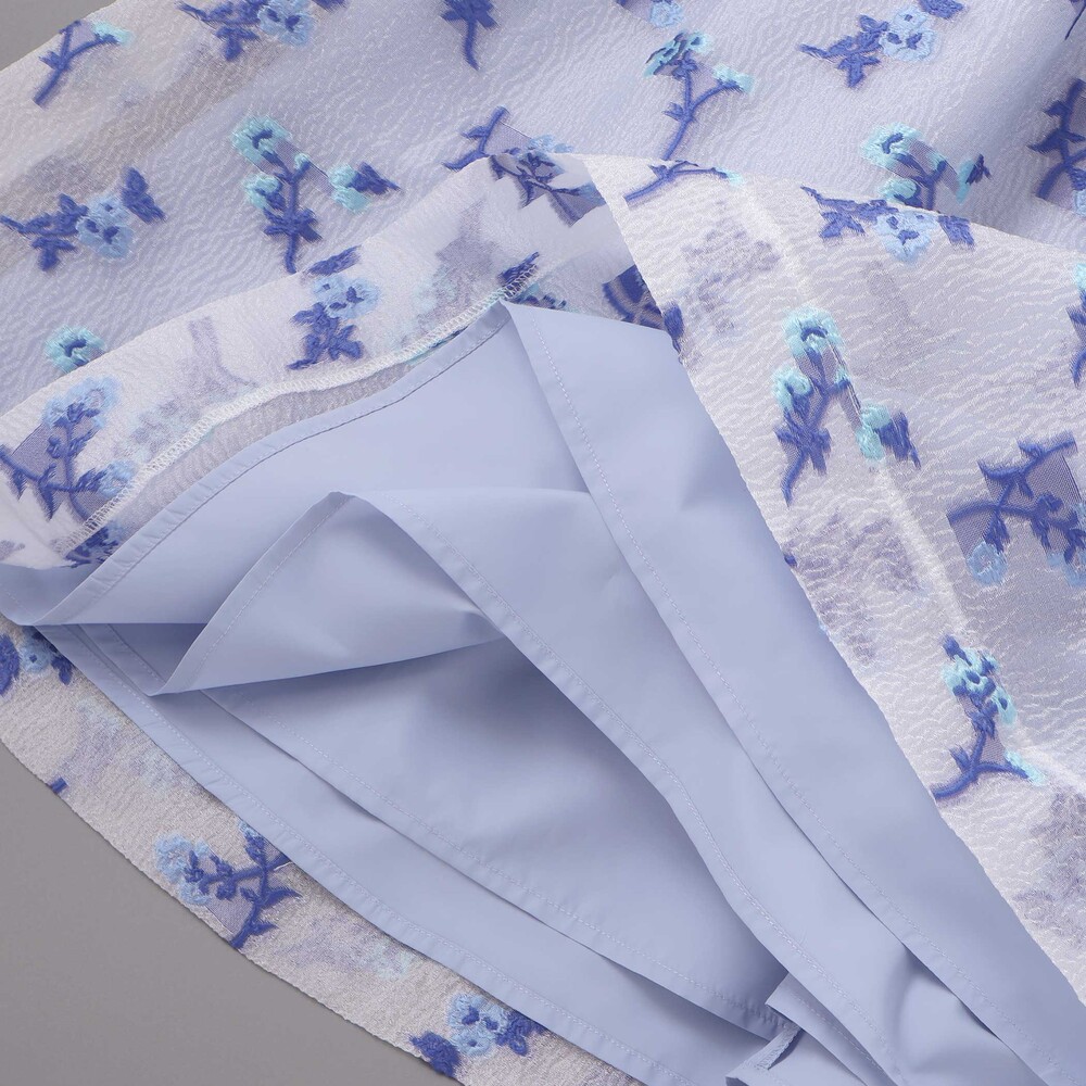 ジャガードフラワーリボン付きジャンパースカート(110~130cm) ブルー系 110cm