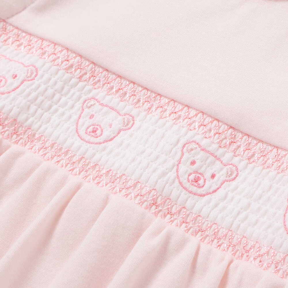 【日本製】スモッキングカバーオール&ベスト&スタイセット(70~80cm) ピンク 70cm