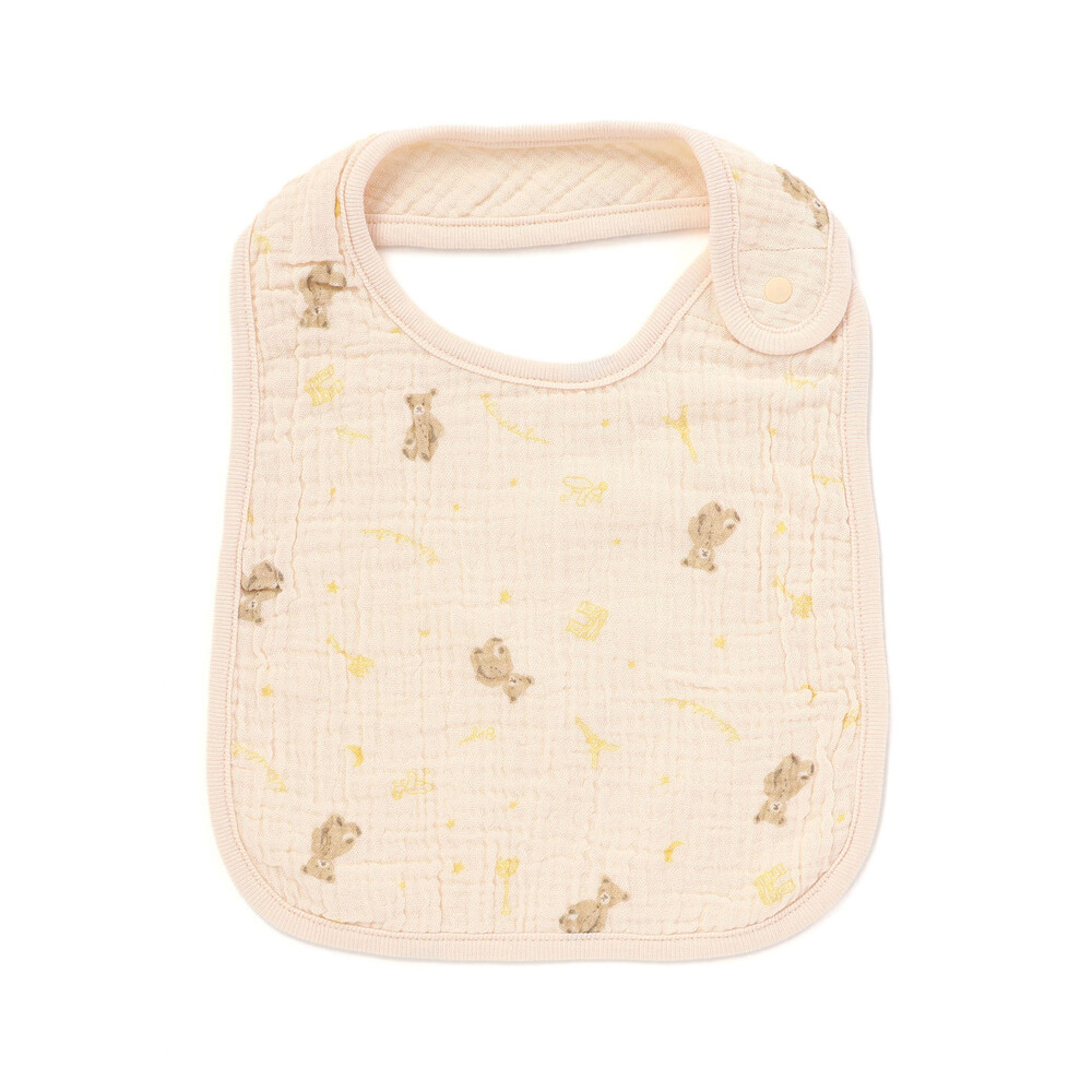 【お揃い】ガーゼアニマルプリントスタイ ベージュ系 ワンサイズ