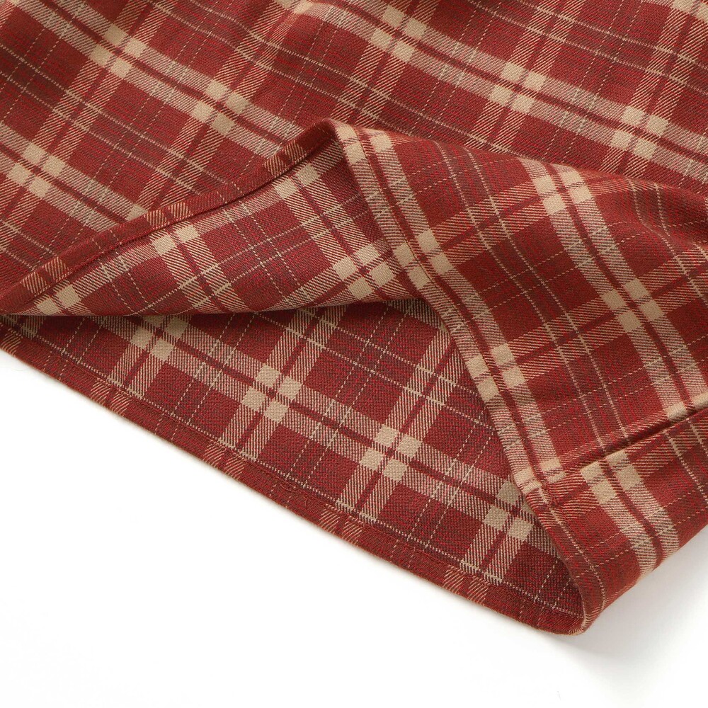 【お揃い】チェック柄セーラー襟ワンピース(80~130cm) レッド系 90cm