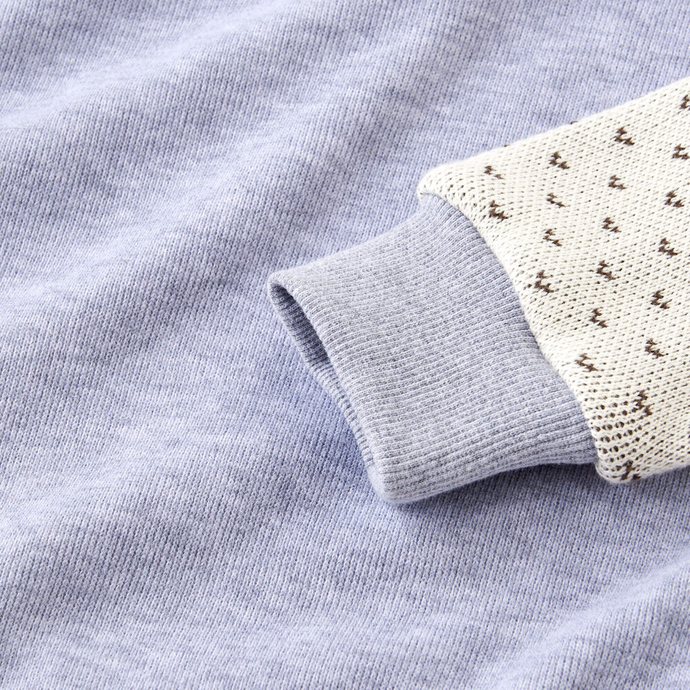 【お揃い】起毛トナカイ柄袖切り替えトレーナー(80~130cm) イエロー 80cm