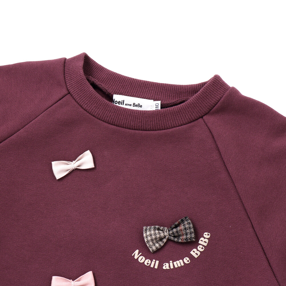 裏毛起毛リボン付きトレーナー(80~130cm) ボルドー 80cm