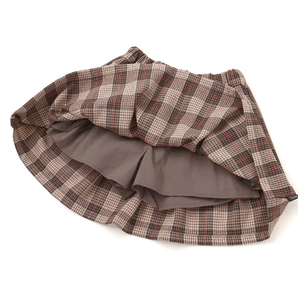タータンチェックインナーパンツ付きスカート(80~130cm) ブラウン系 80cm