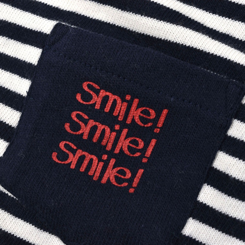 Bebe べべ Bebe Mall Official Online Storeオーガニック コットン ボーダー 異素材使い ロング Tシャツ 80 130cm 80cm ネイビー系 トップス ベベ モール オフィシャルオンラインストア